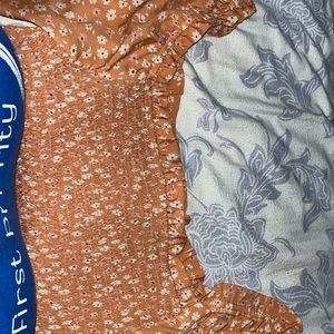 Orange Floral Off Shoulder Top